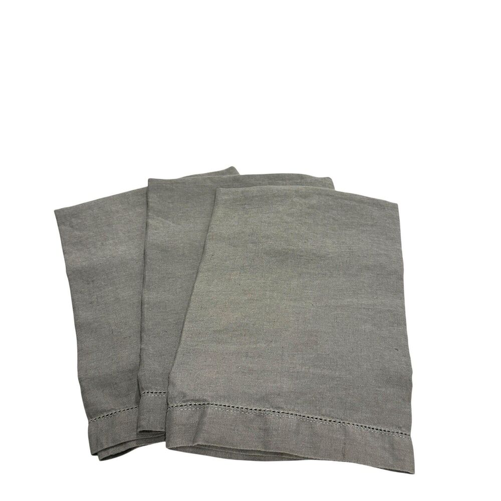 Pottery Barn Belgian Linen Napkins Gray (Set of 3) 19" X 19"